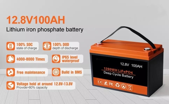 batería profunda de energía solar del ciclo de la batería de almacenamiento 12kg UN38.3 100AH 12V LiFePO4