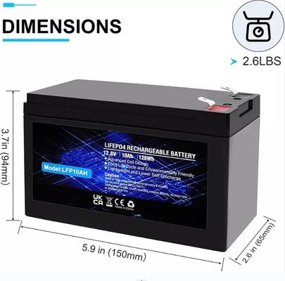 batería de fosfato de litio de 12.8V 10Ah incorporada batería recargable LiFePO4