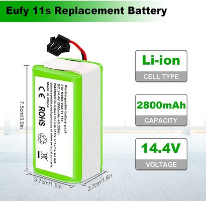 Batería de litio para aspiradora RoboVac 11S 15C 15T 14.4V 2800mAh Batería de iones de litio