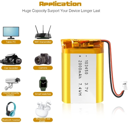 103450 3.7V batería de polímero de iones de litio 57g batería recargable de iones de litio 2000mAh
