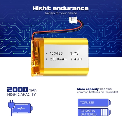 103450 3.7V batería de polímero de iones de litio 57g batería recargable de iones de litio 2000mAh