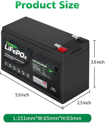 batería de ión de litio de la caravana Lifepo4 de la batería del fosfato de litio de 8Ah 12v