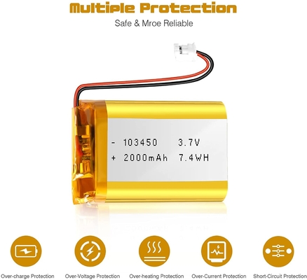 Batería recargable de iones de litio de NCM 3.7v 2000mah/conector JST de la batería de iones de litio
